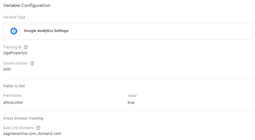 google tag manager settings