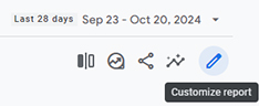 GA4 screenshot of the customize report icon (pencil icon)