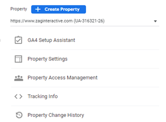 create new GA4 property