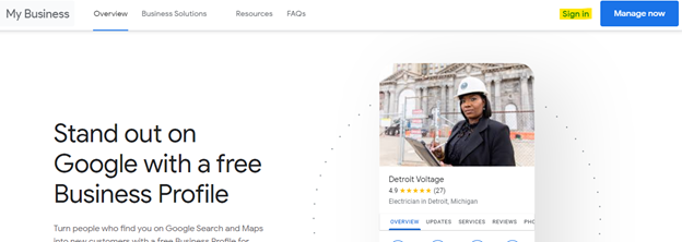 sign in to google my business