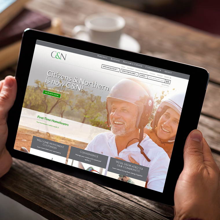 C&N website design on tablet