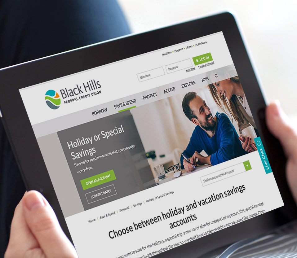 Black Hills FCU in South Dakota responsive website design
