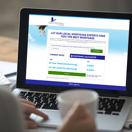 Landing page on computer