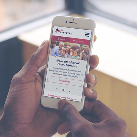 PFCU site on mobile phone