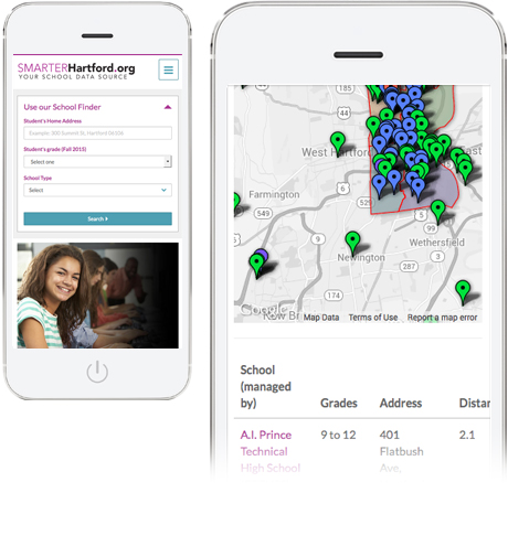SmarterHartford's mobile view of website redesign by ZAG Interactive