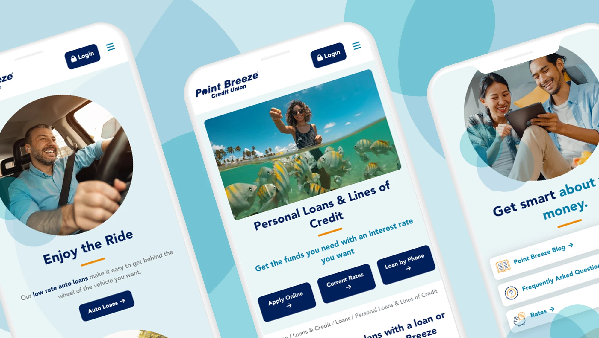 Point Breeze CU site on 3 mobile phones