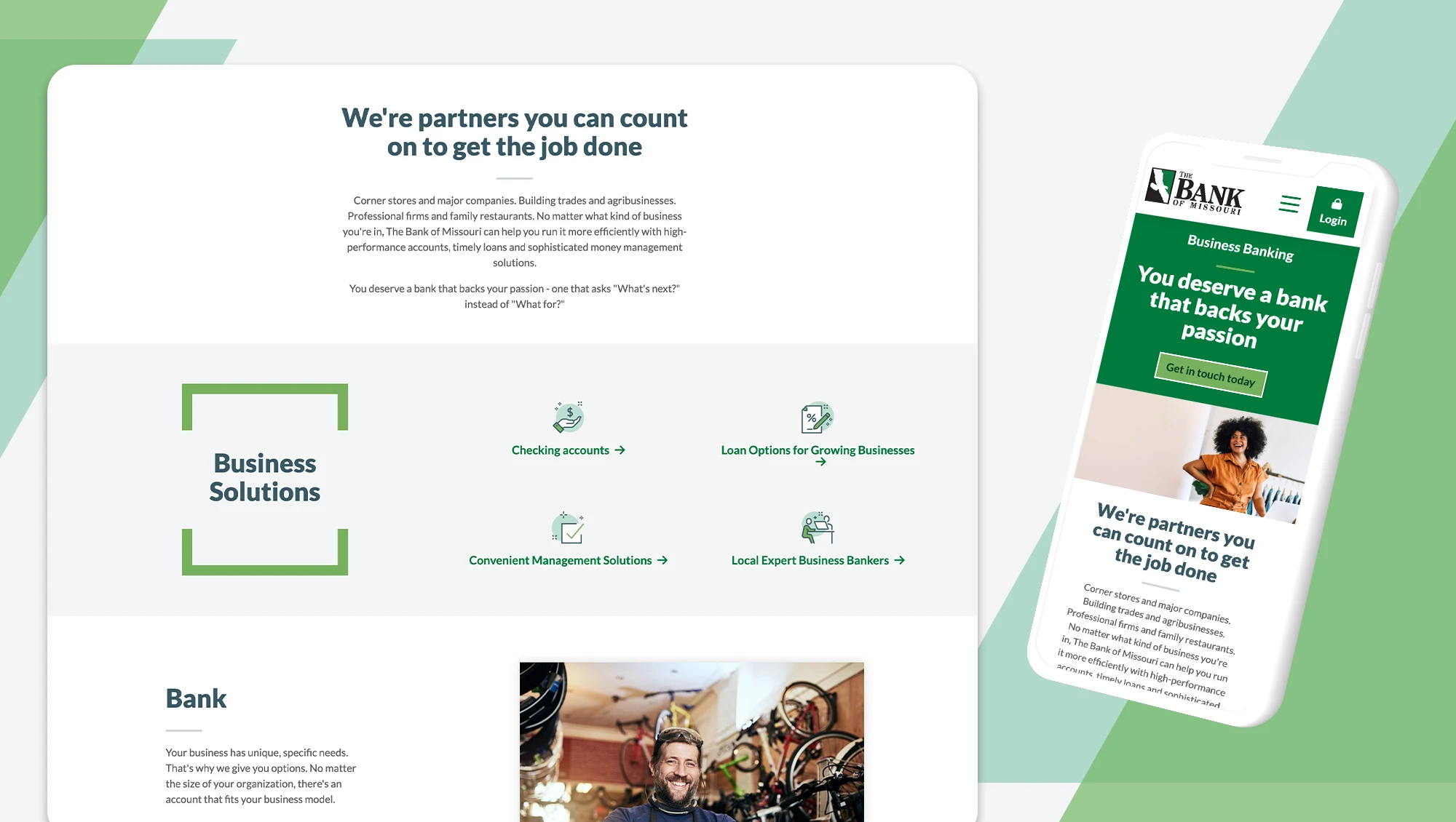 Bank of Missouri site at laptop and phone size