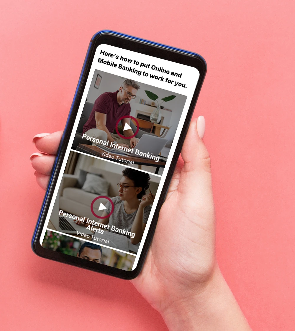 Video library page on a mobile phone