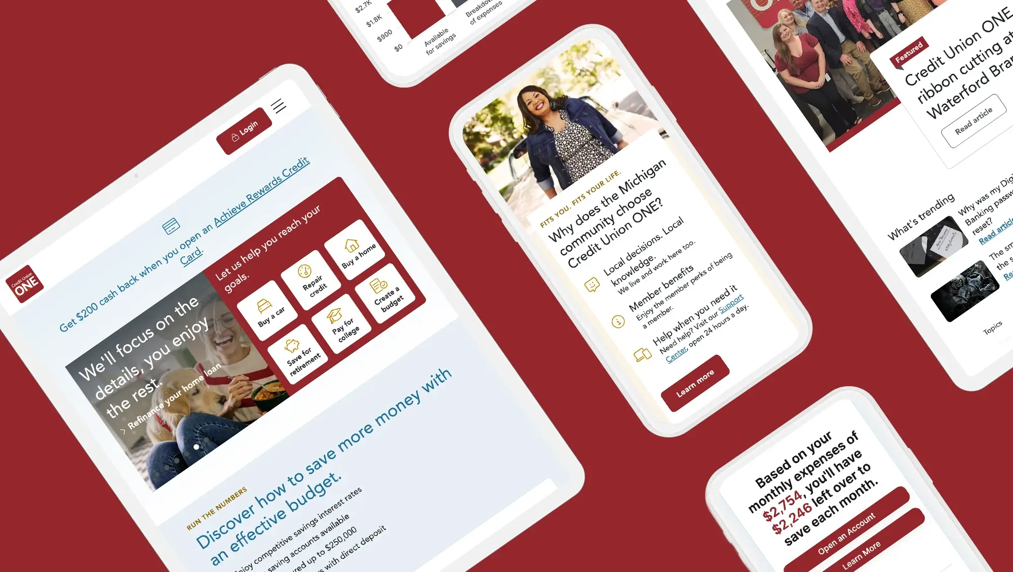 Credit Union One site on tablets and mobile phones