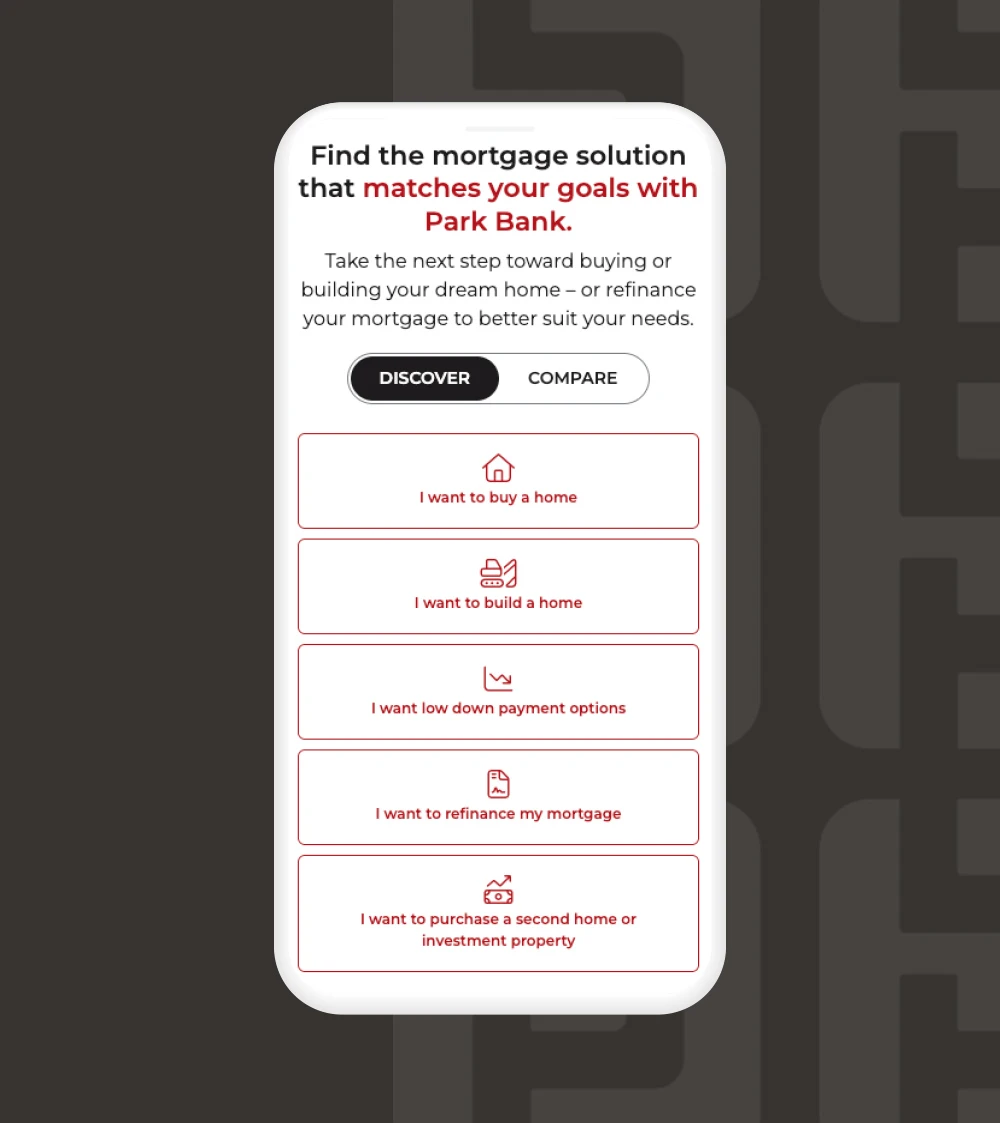 ParkBank site on a mobile phone