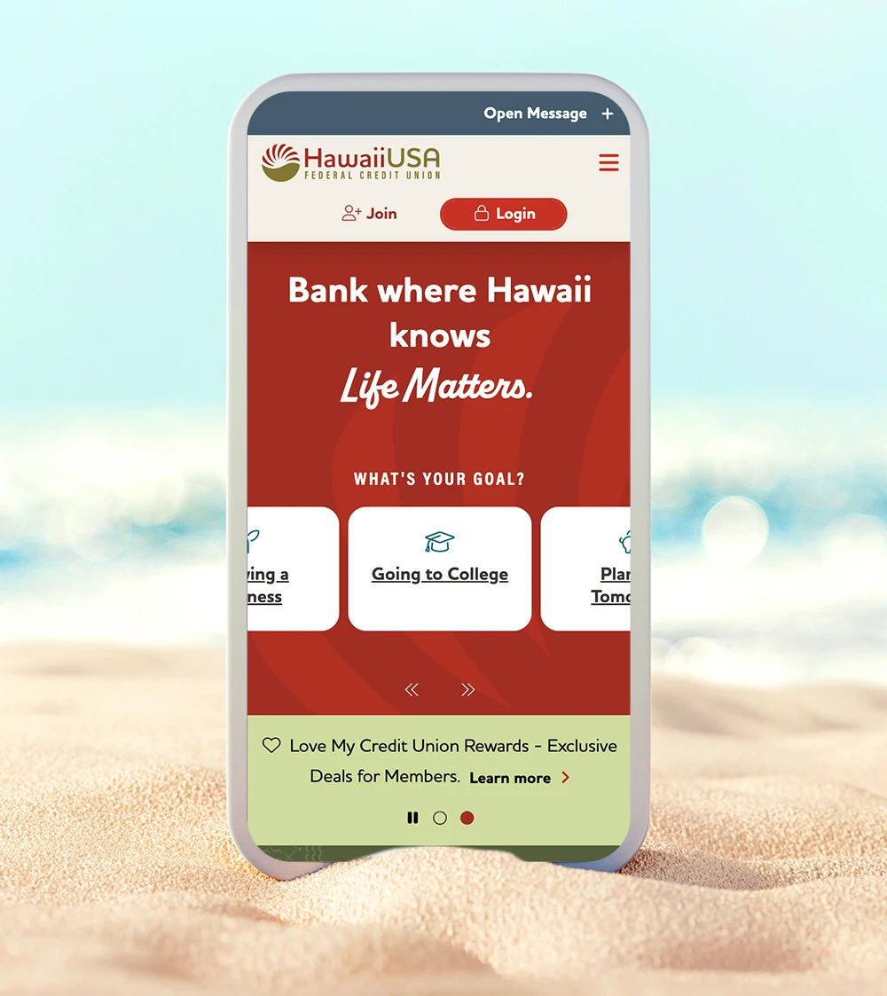 Hawaii USA site on mobile phone in sand