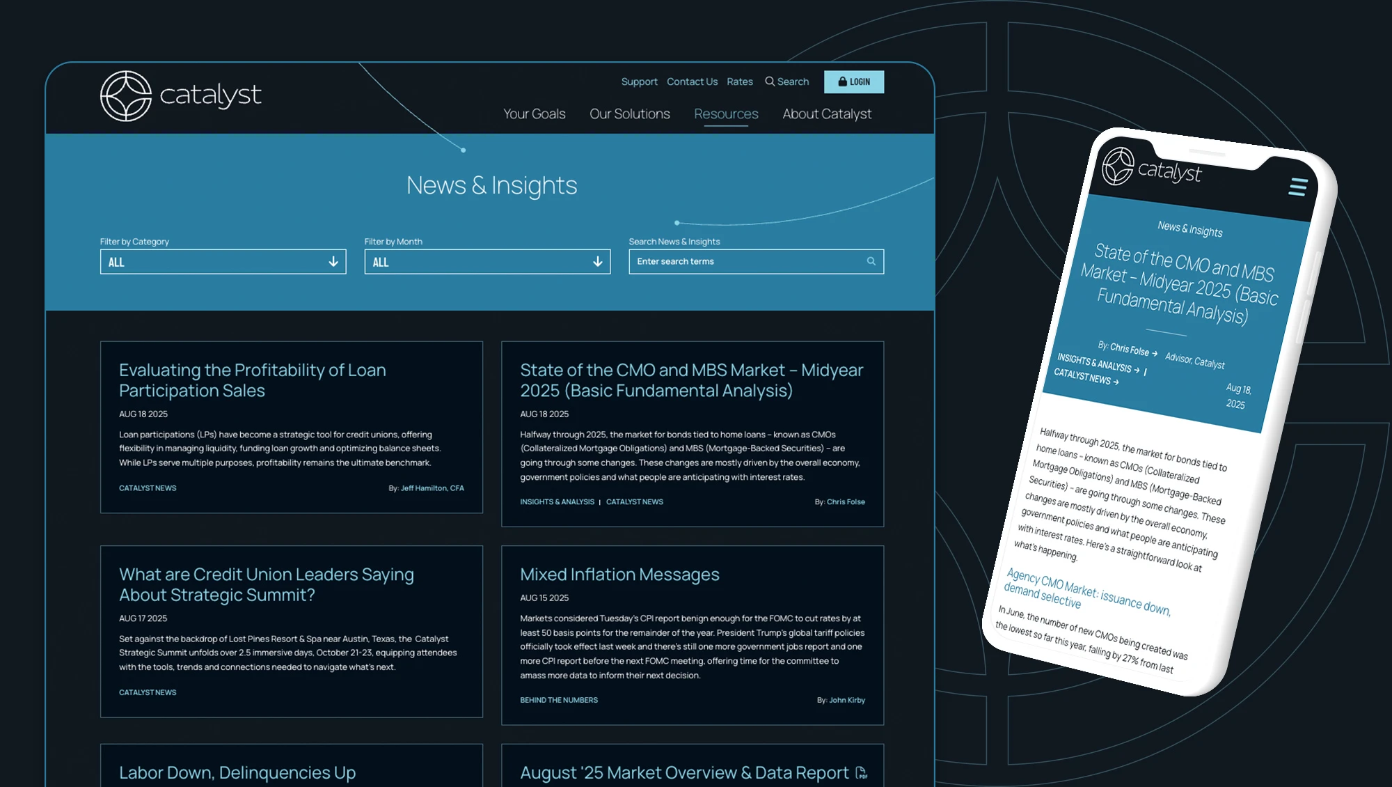 Catalyst page on desktop and mobile