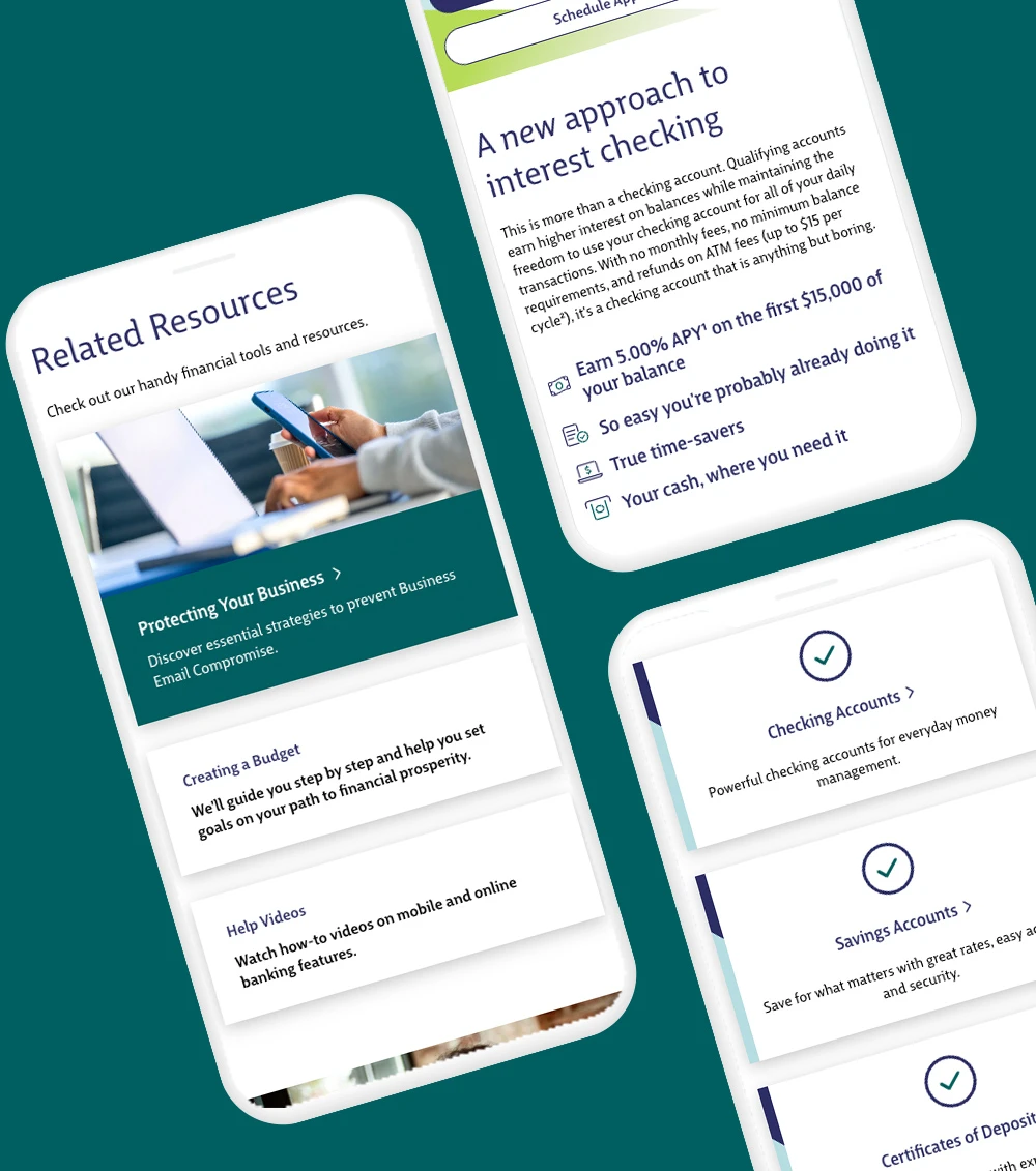 Carter Bank pages on mobile phones