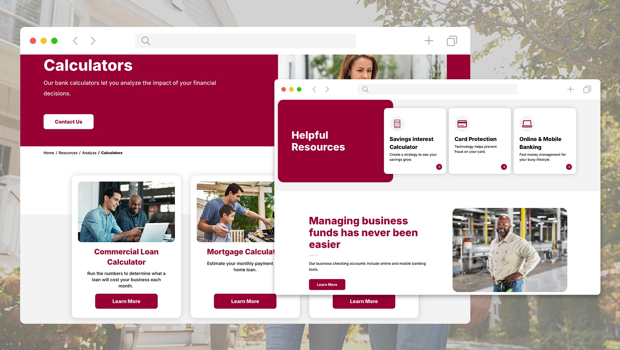  Community Bank homepage on 2 desktop screens