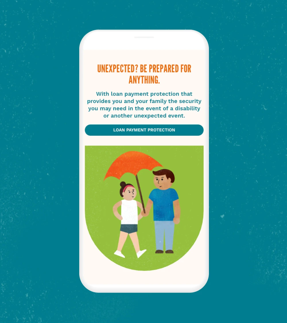 PFCU page on a mobile phone